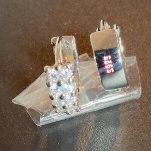 Sterling Silver 925 Crystal Huggie Hoop Earrings Fashion Jewelry